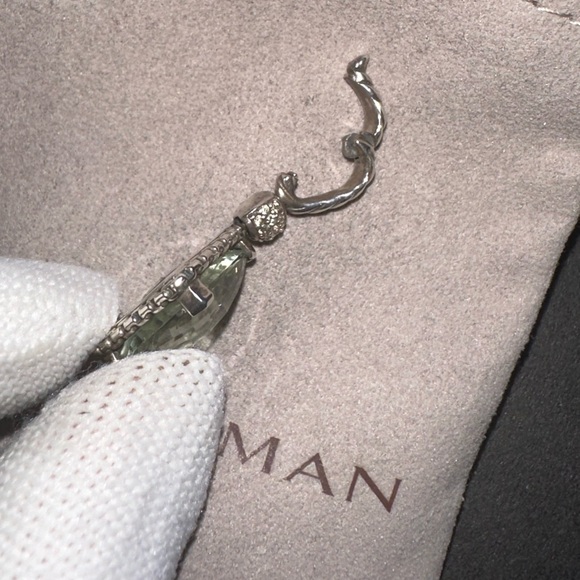 David Yurman Prasiolite Cushion on Point Pendant w/ Diamonds - Picture 7 of 13